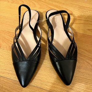 27 EDIT By Naturalizer Haylee leather point toe slingback flat shoes 5.5